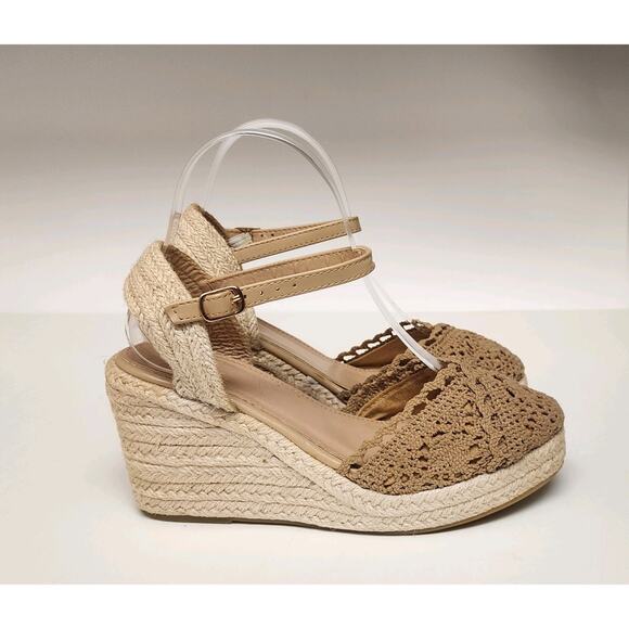 Women's Fashion Espadrilles Wedge Tan Sandal Heel Shoes Size US7/38 - Picture 6 of 10